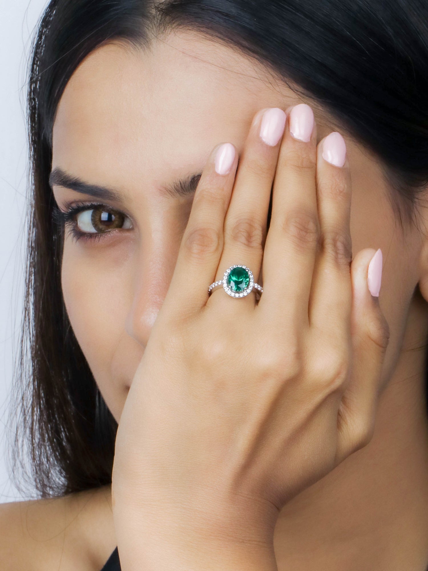 OVAL EMERALD CLASSIC SILVER RING-3
