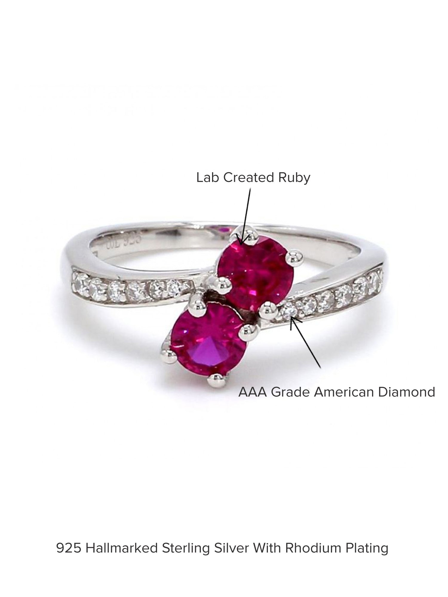 DOUBLE SOLITAIRE RUBY SILVER RING-4