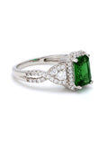 EMERALD GREEN SILVER RING WITH AMERICAN DIAMOND-4