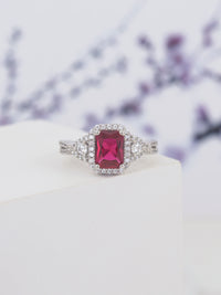 Ornate Jewels Red Ruby Silver Ring With Cz