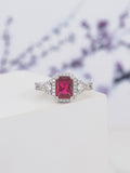 ORNATE JEWELS RED RUBY SILVER RING WITH AD-1