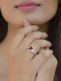 ORNATE JEWELS RED RUBY SILVER RING WITH AD-3