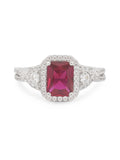 ORNATE JEWELS RED RUBY SILVER RING WITH AD-4