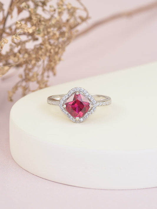 1.5 CARAT RUBY RED FLOWER SHAPE RING-1