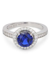 BLUE SAPPHIRE 925 SILVER RING IN BOUQUET DESIGN