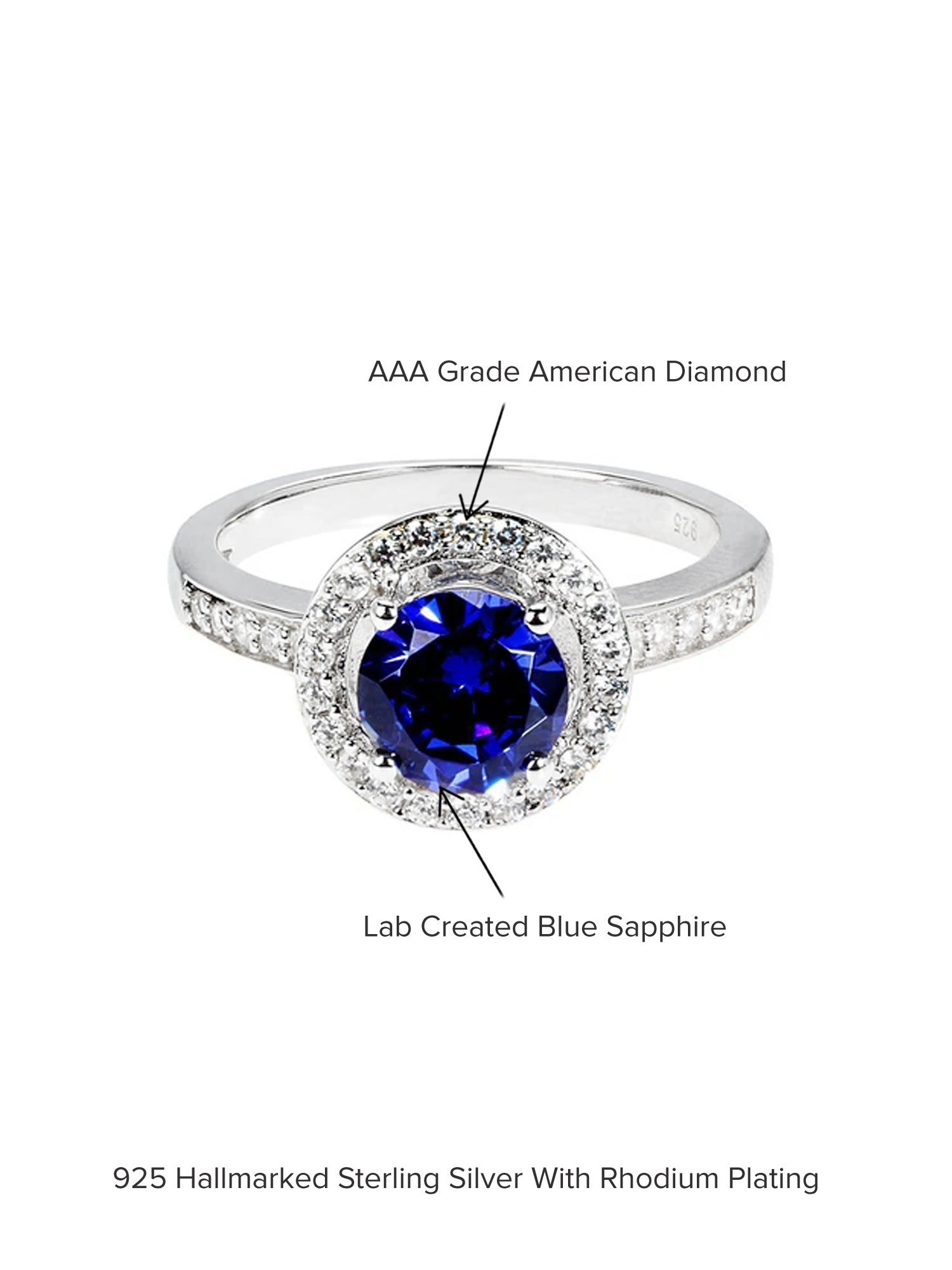 BLUE SAPPHIRE 925 SILVER RING IN BOUQUET DESIGN-4