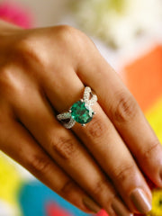 5 CARAT GREEN EMERALD PARTY RING FOR WOMEN-3