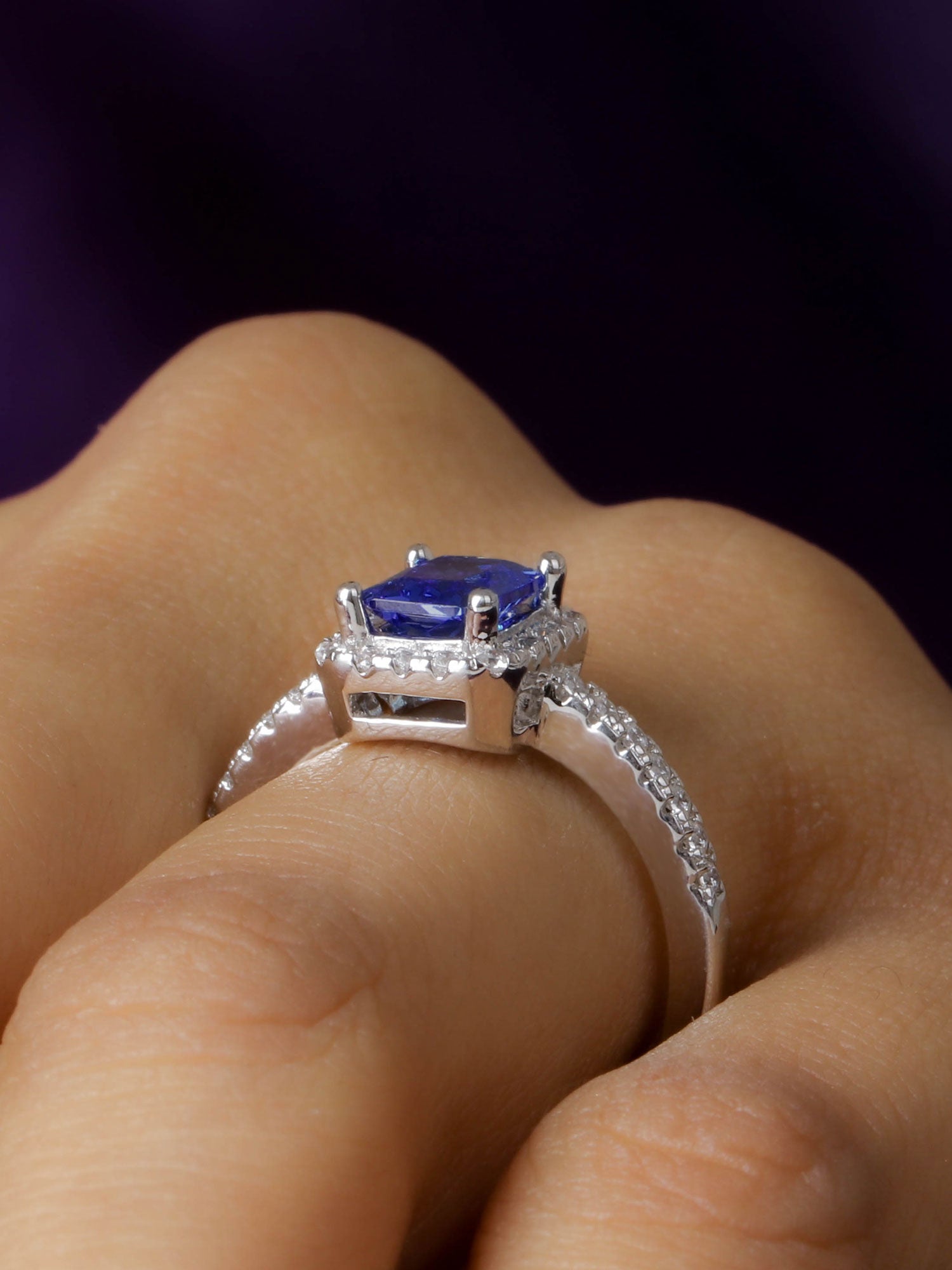 OCATGON LAB CREATED BLUE SAPPHIRE RING FOR HER-4