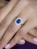 ORNATE JEWELS BLUE SAPPHIRE SOLITAIRE HALO RING-2
