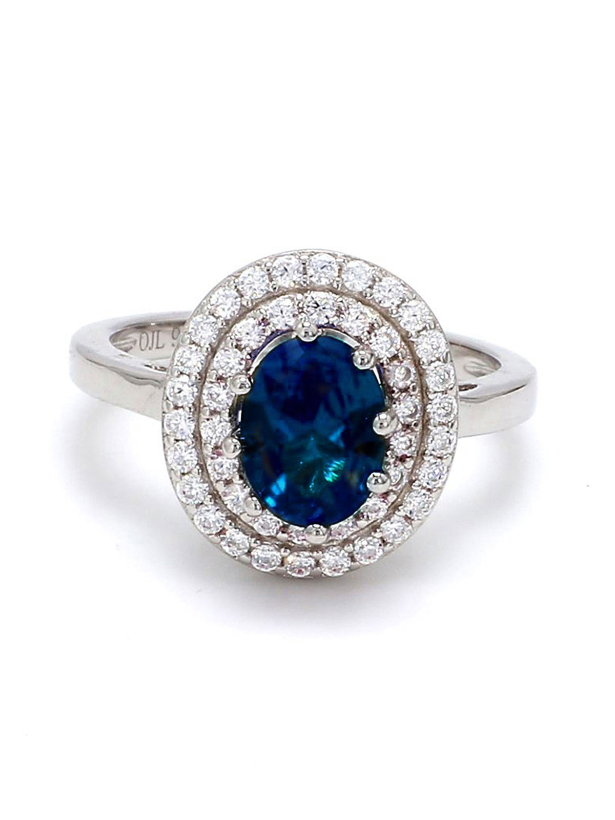 ORNATE JEWELS BLUE SAPPHIRE SOLITAIRE HALO RING-1