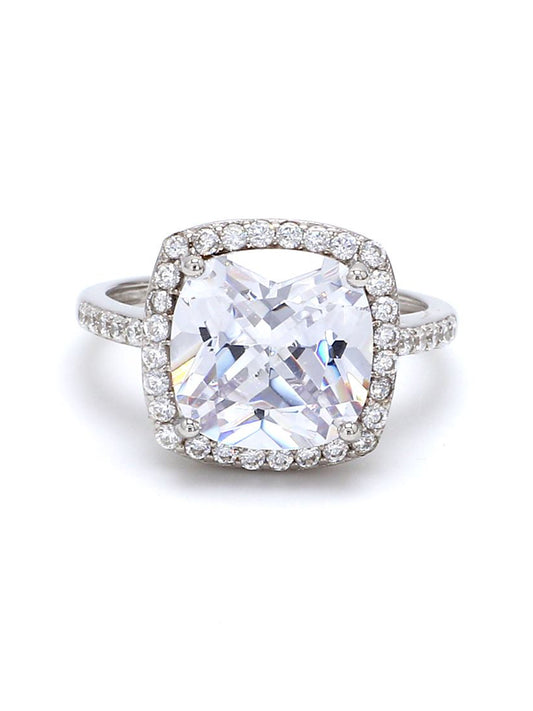 PRINCESS CUT 5 CARAT AMERICAN DIAMOND COCKTAIL PARTY RING