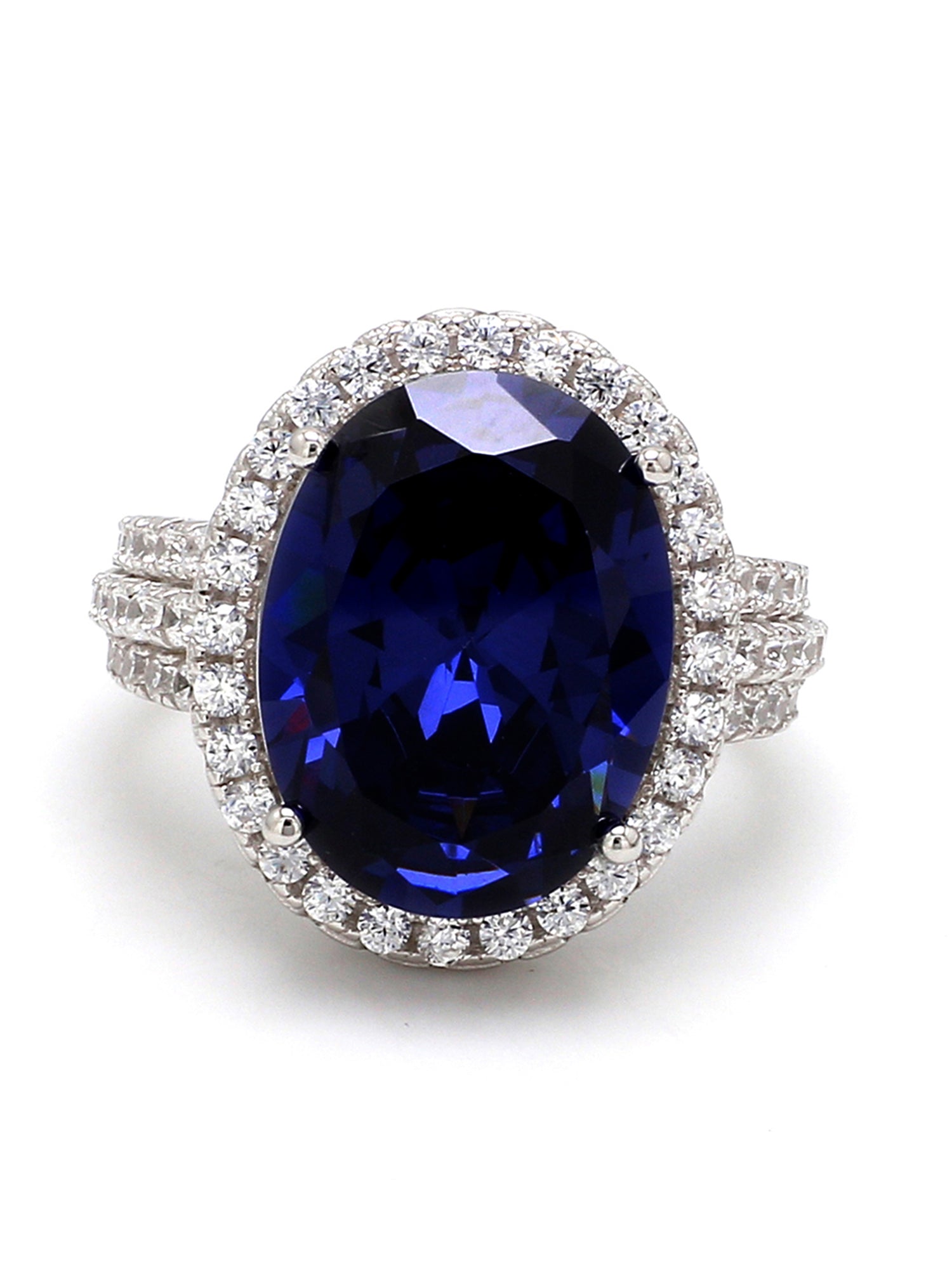 BLUE SAPPHIRE SILVER RING IN OVAL SHAPE-1