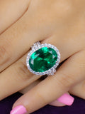 GLAMM EMERALD OVAL RING IN 925 SILVER-3