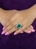 GLAMM EMERALD OVAL RING IN 925 SILVER-2