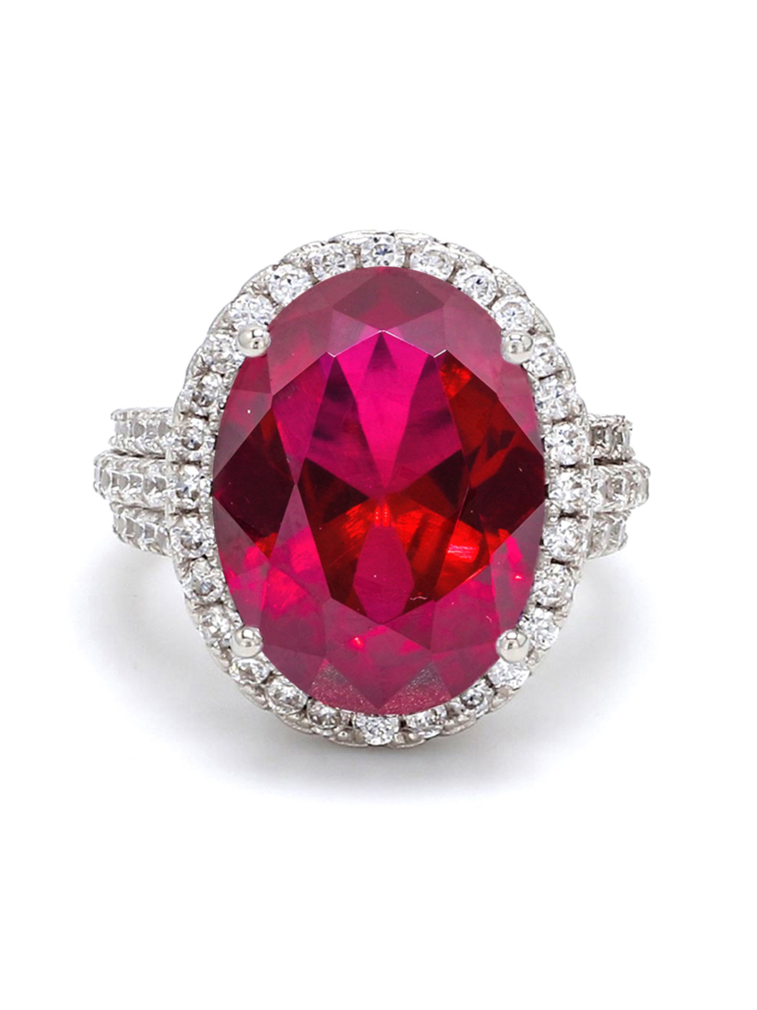 GLAMM RUBY OVAL RING IN 925 SILVER-2