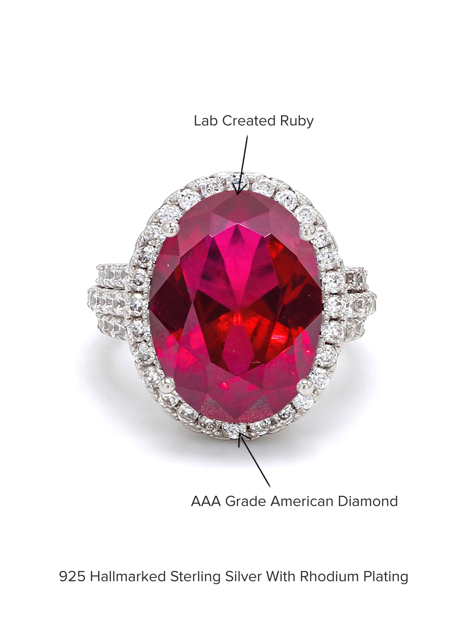 GLAMM RUBY OVAL RING IN 925 SILVER-4