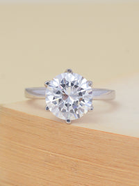 4 CARAT SILVER AMERICAN DIAMOND SOLITAIRE RING