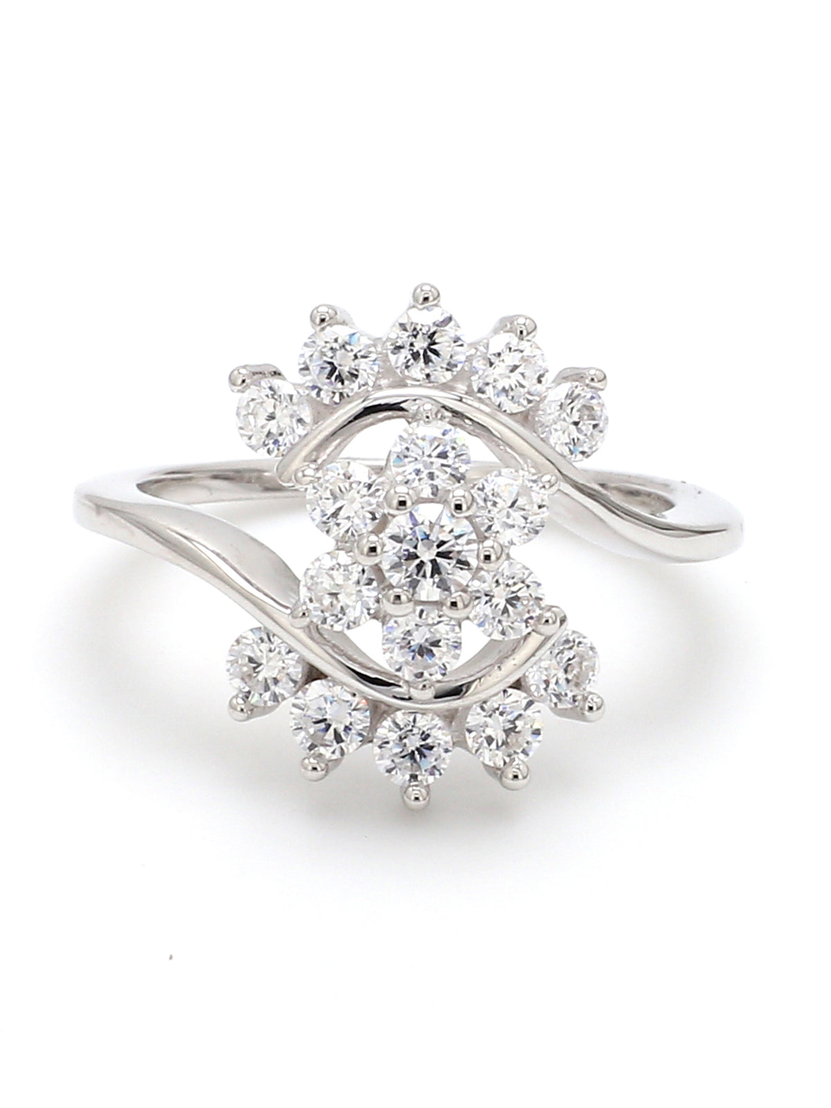 CLUSTER FLOWERY CLASSIC SILVER RING-2