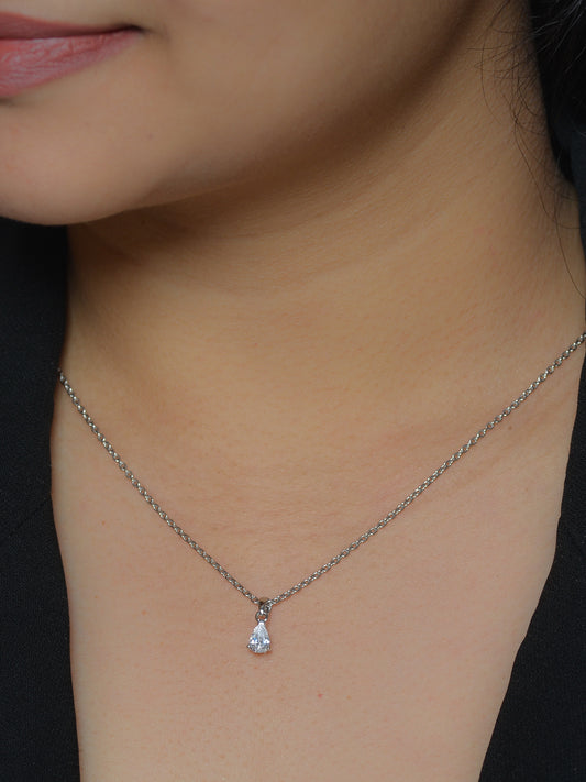 PEAR SHAPE 0.5 CARAT SINGLE SOLITAIRE PENDANT WITH CHAIN