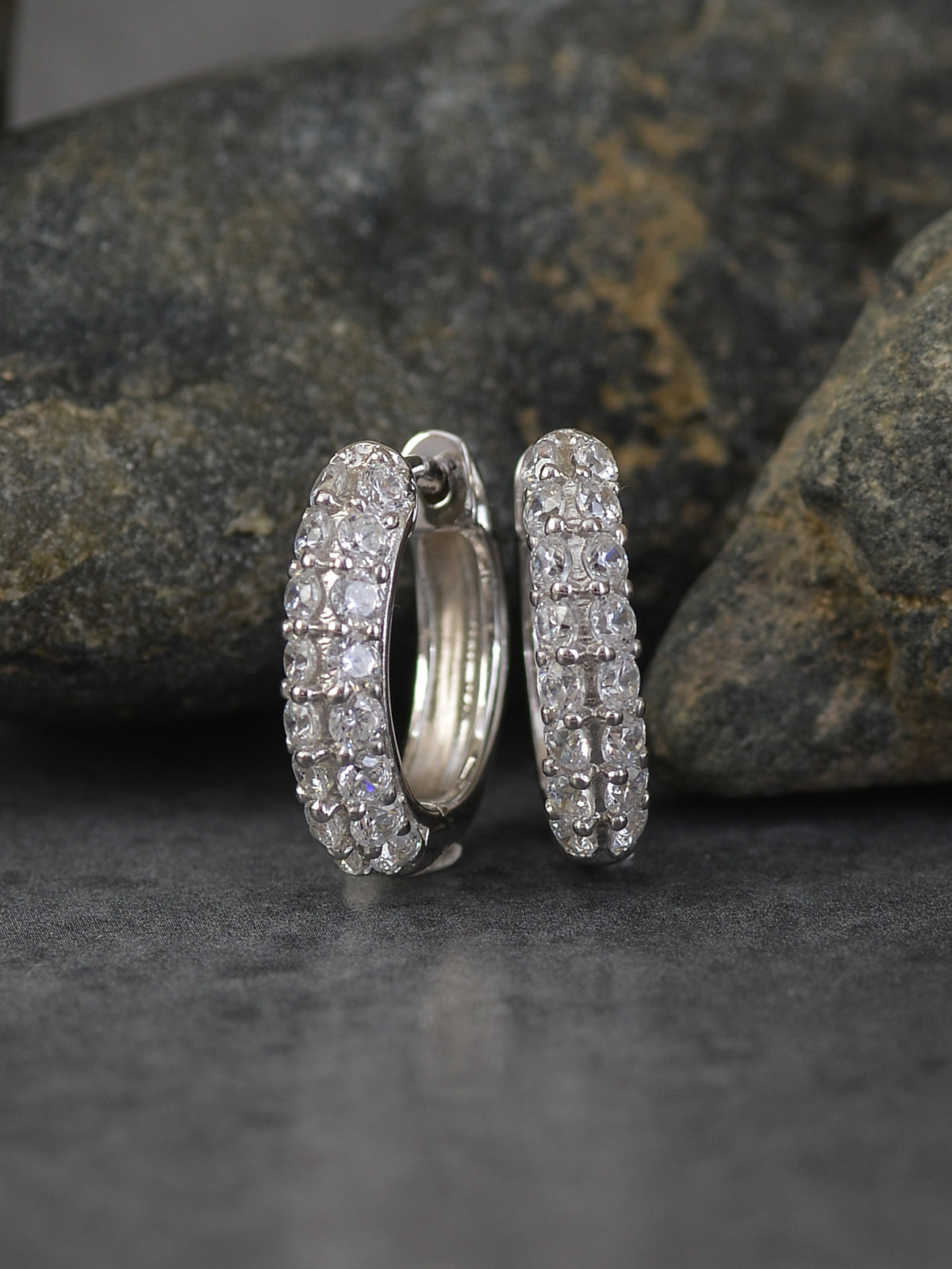 Men's 1/2 CT. T.W. Diamond Triple Row Huggie Hoop Earrings in 10K Gold |  Zales Outlet