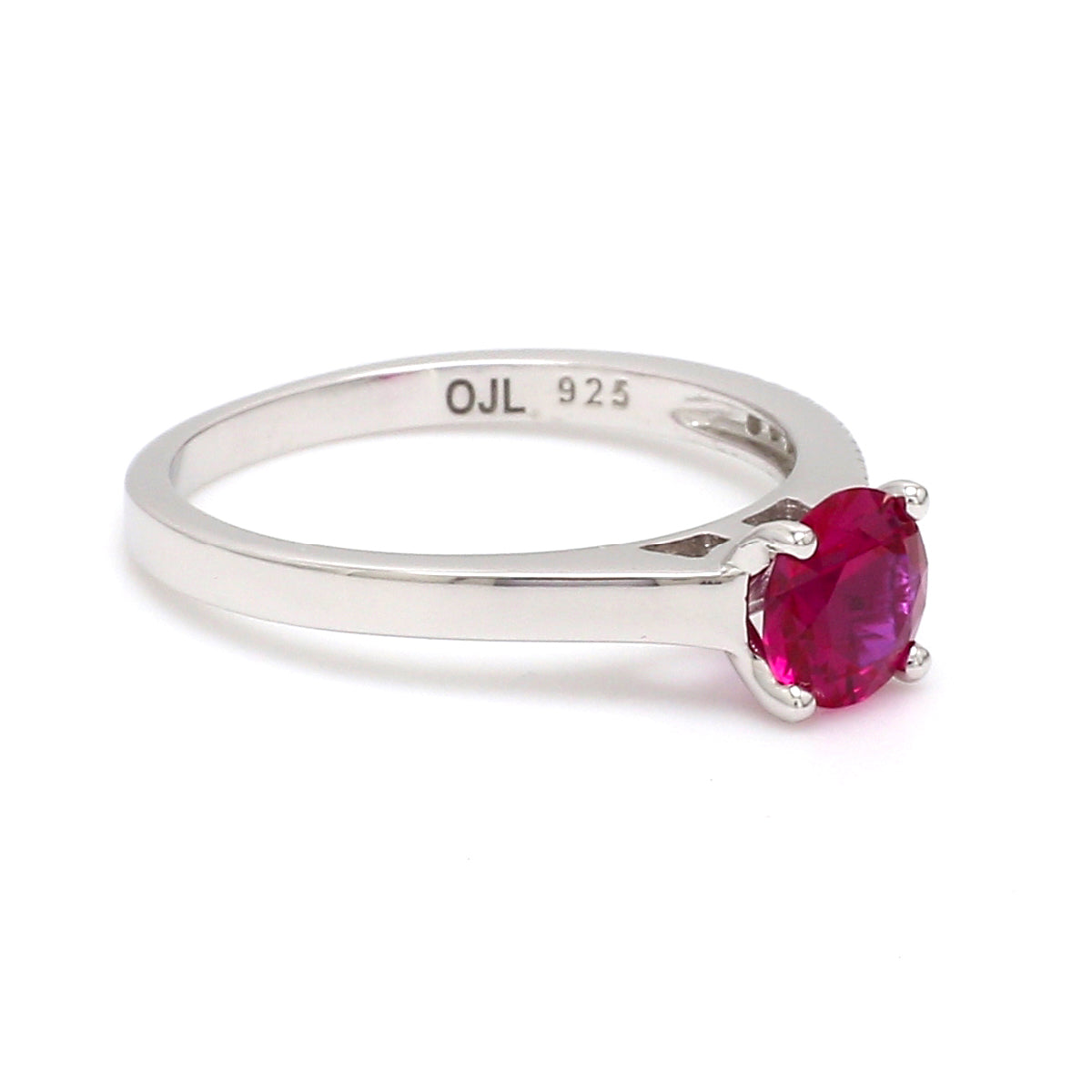 Red Ruby Solitaire Ring For Women