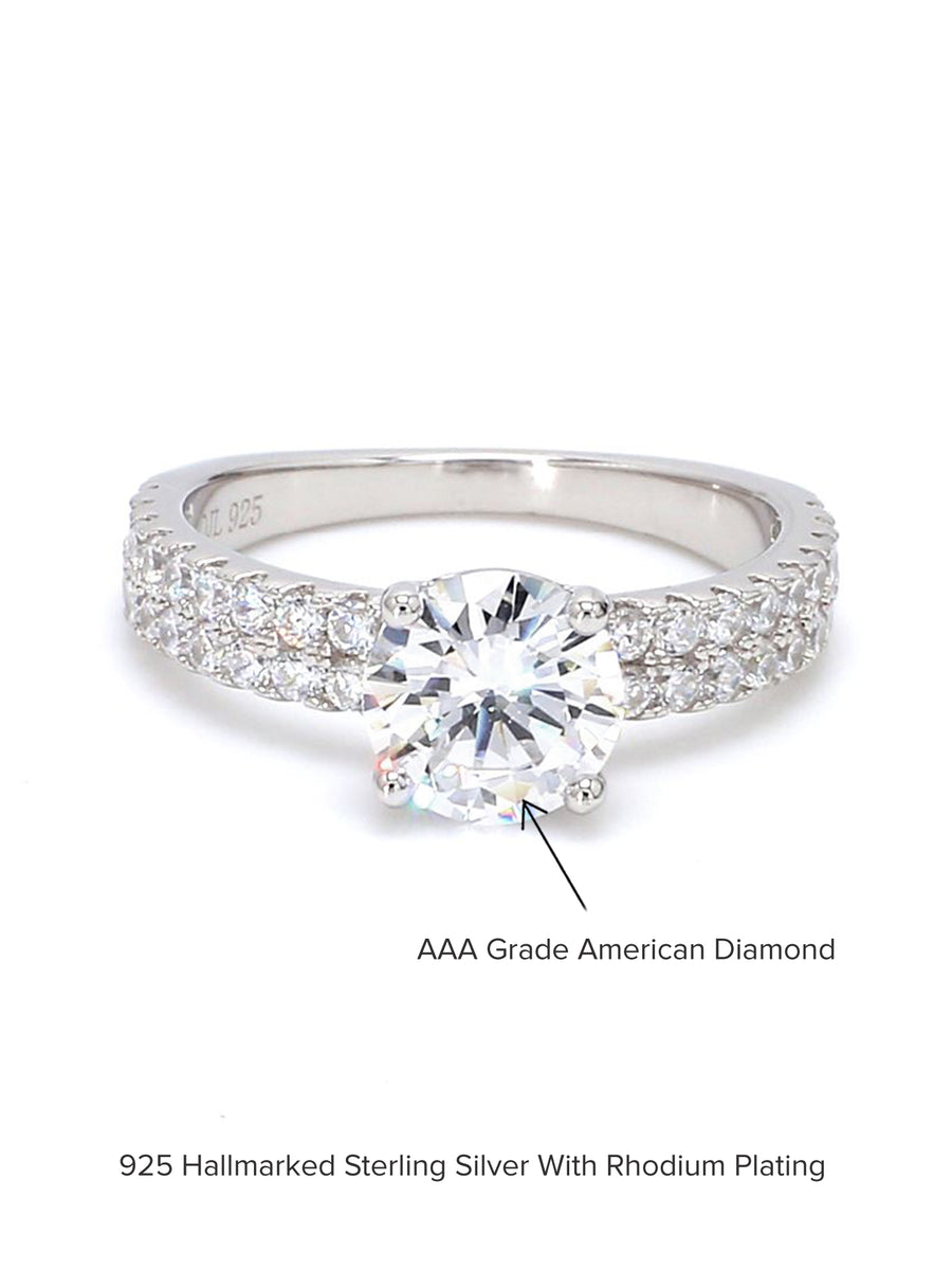 1.5 Carat American Diamond Solitaire Ring In 925 Sterling Silver-5