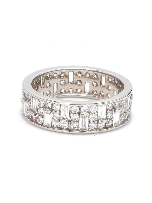 AMERICAN DIAMOND SILVER BAND RING FOR WOMEN-2