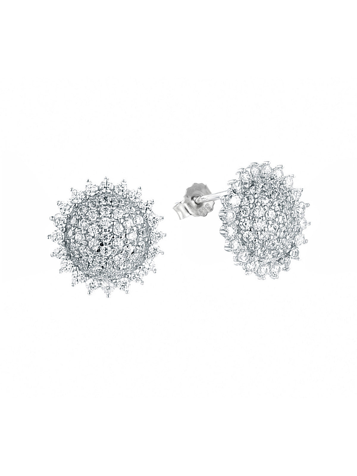 925 STERLING SILVER AMERICAN DIAMOND FLOWER STUDS