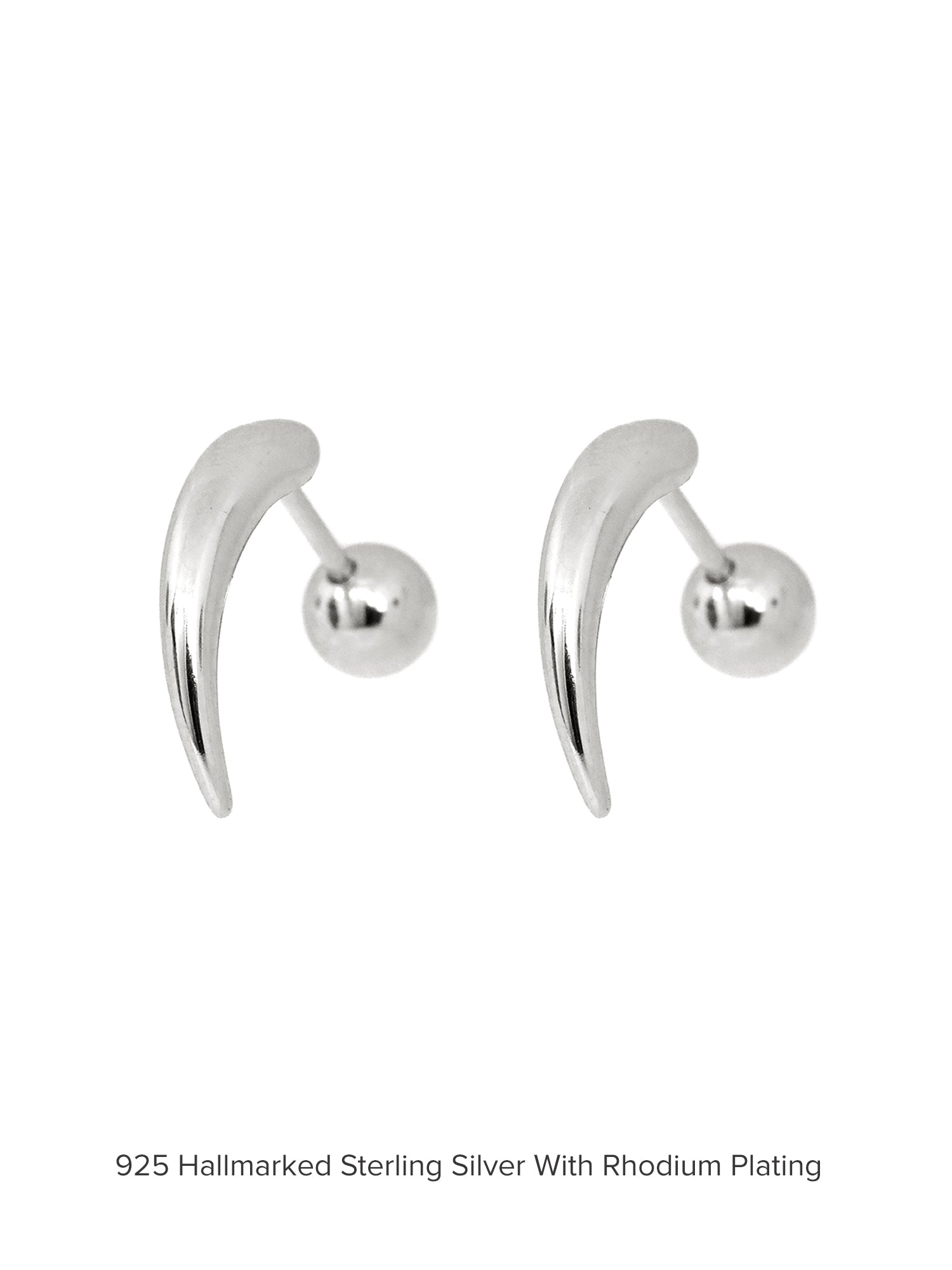 TWO WAY CURVED HORN EARRINGS IN PURE 925 SILVER