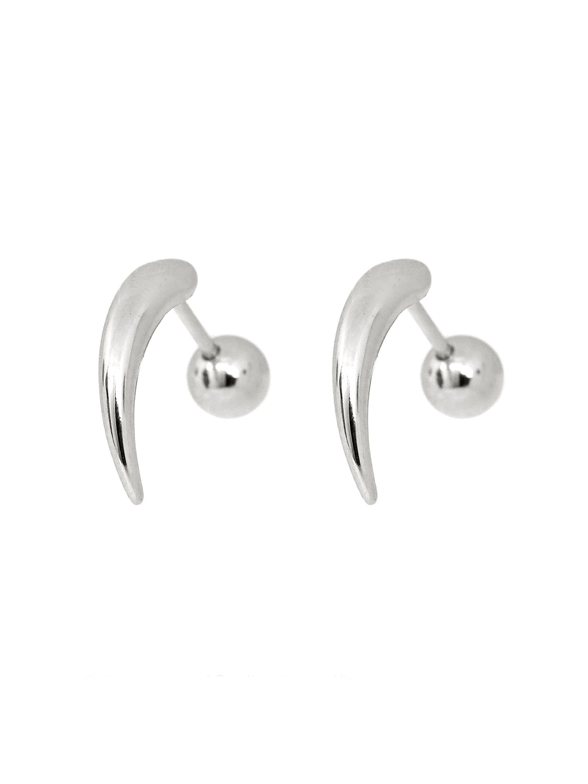 TWO WAY CURVED HORN EARRINGS IN PURE 925 SILVER