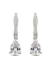 American Diamond Pear Drop 925 Silver Earrings For Women
