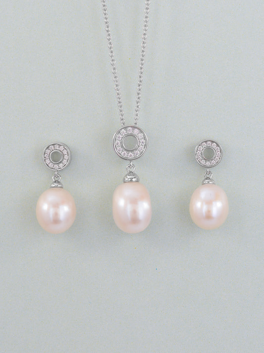 REAL PEARL DROP EARRINGS NECKLACE SET