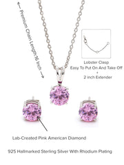 ORNATE JEWELS PINK SOLITAIRE NECKLACE WITH EARRINGS-4