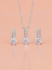 Daily Wear American Diamond Solitaire Earring & Pendant Set For Women