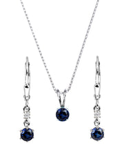 BLUE SAPPHIRE SOLATIRE NECKLACE WITH DANGLER EARRINGS SET-4