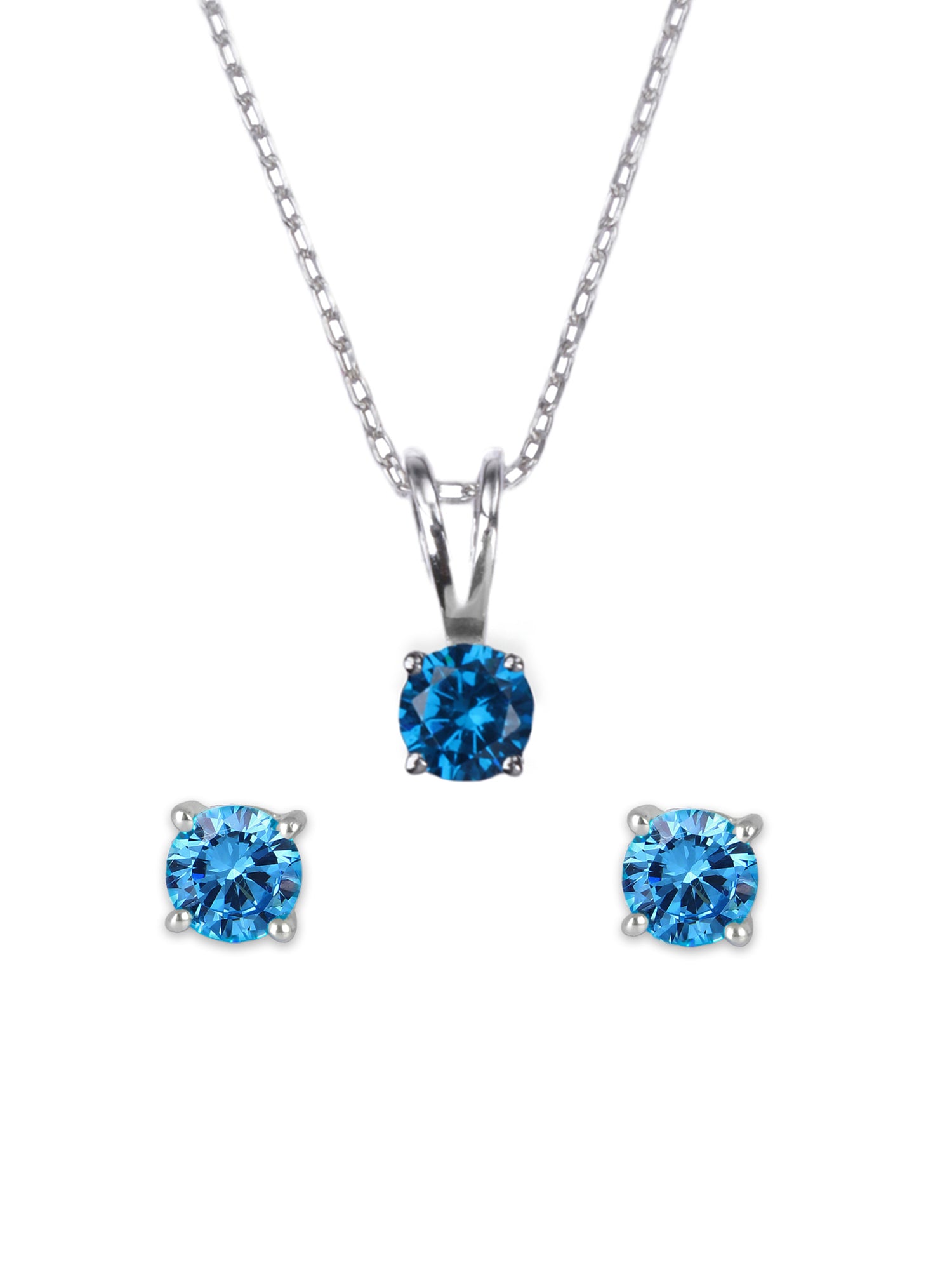 ORNATE JEWELS SWISS BLUE SOLITAIRE NECKLACE WITH EARRINGS-2