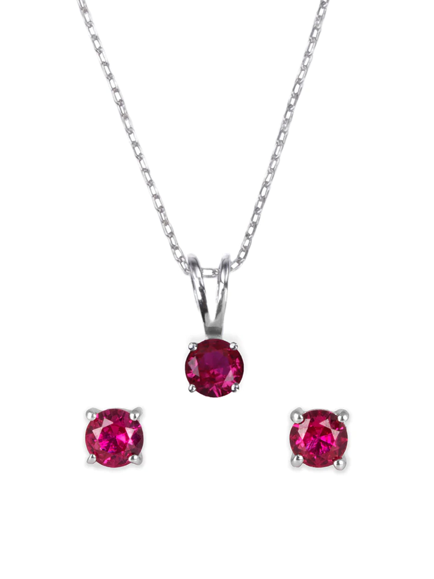 ORNATE JEWELS RUBY SOLITAIRE NECKLACE WITH EARRINGS-3