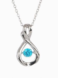 INFINITY DESIGN BLUE TOPAZ DANCING PENDANT IN PURE SILVER