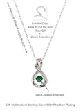 EMERALD INFINITY DESIGN DANCING PENDANT IN PURE SILVER