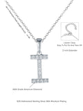 SILVER I INITIAL LETTERS OR ALPHABET NECKLACE WITH AMERICAN DIAMONDS