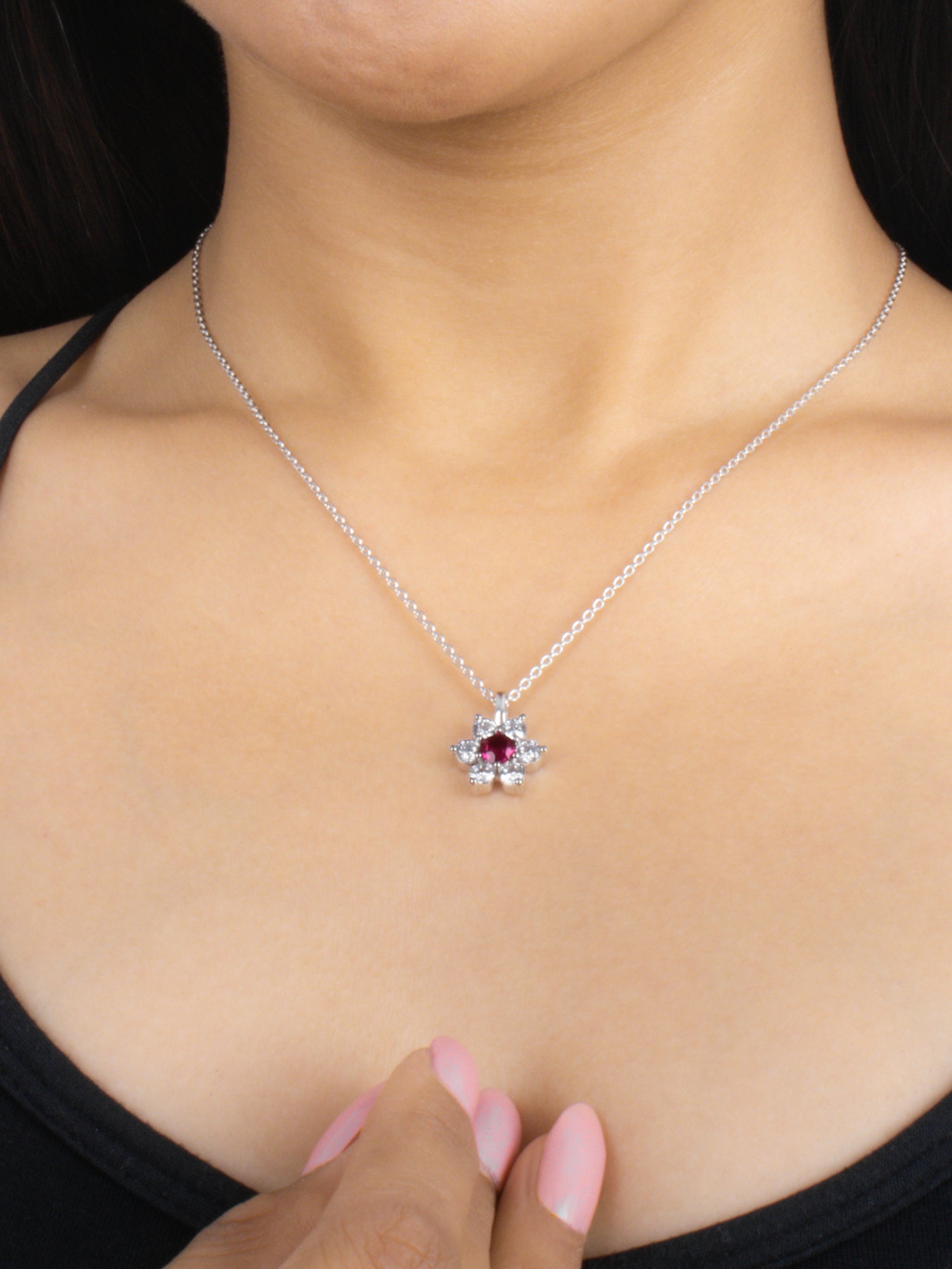 RUBY STAR PENDANT WITH CHAIN IN 925 SILVER-4