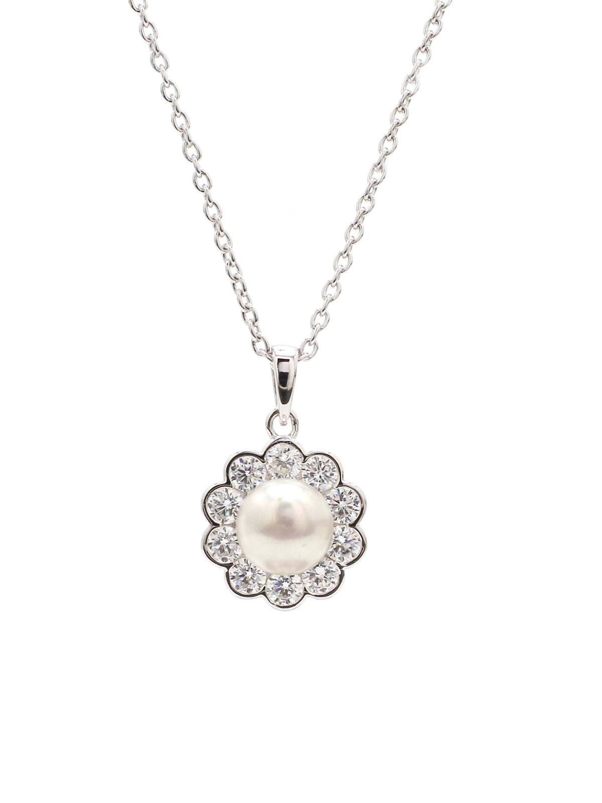 FLOWER PURE PEARL NECKLACE WITH CHAIN