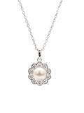 FLOWER PURE PEARL NECKLACE WITH CHAIN