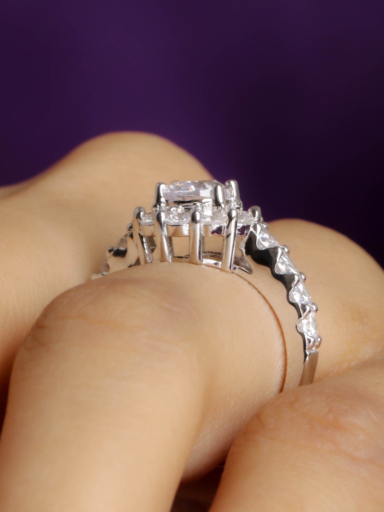925 SILVER SOLITAIRE FLOWER RING FOR HER-7