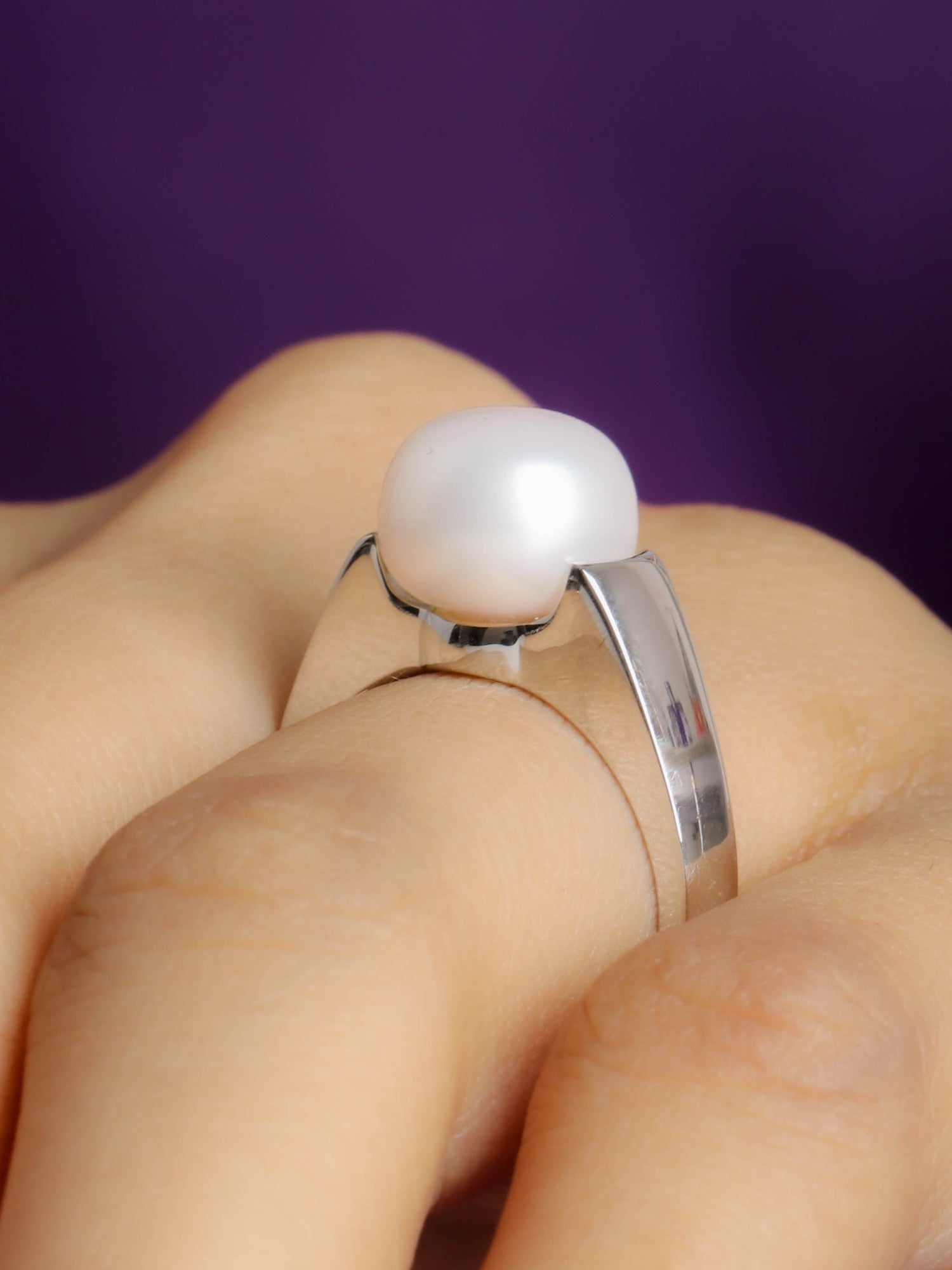 10MM SINGLE PEARL 925 SILVER RING-3