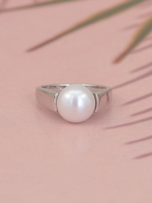 10MM SINGLE PEARL 925 SILVER RING