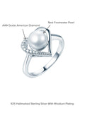 PEARL 925 SILVER HEART RING-4