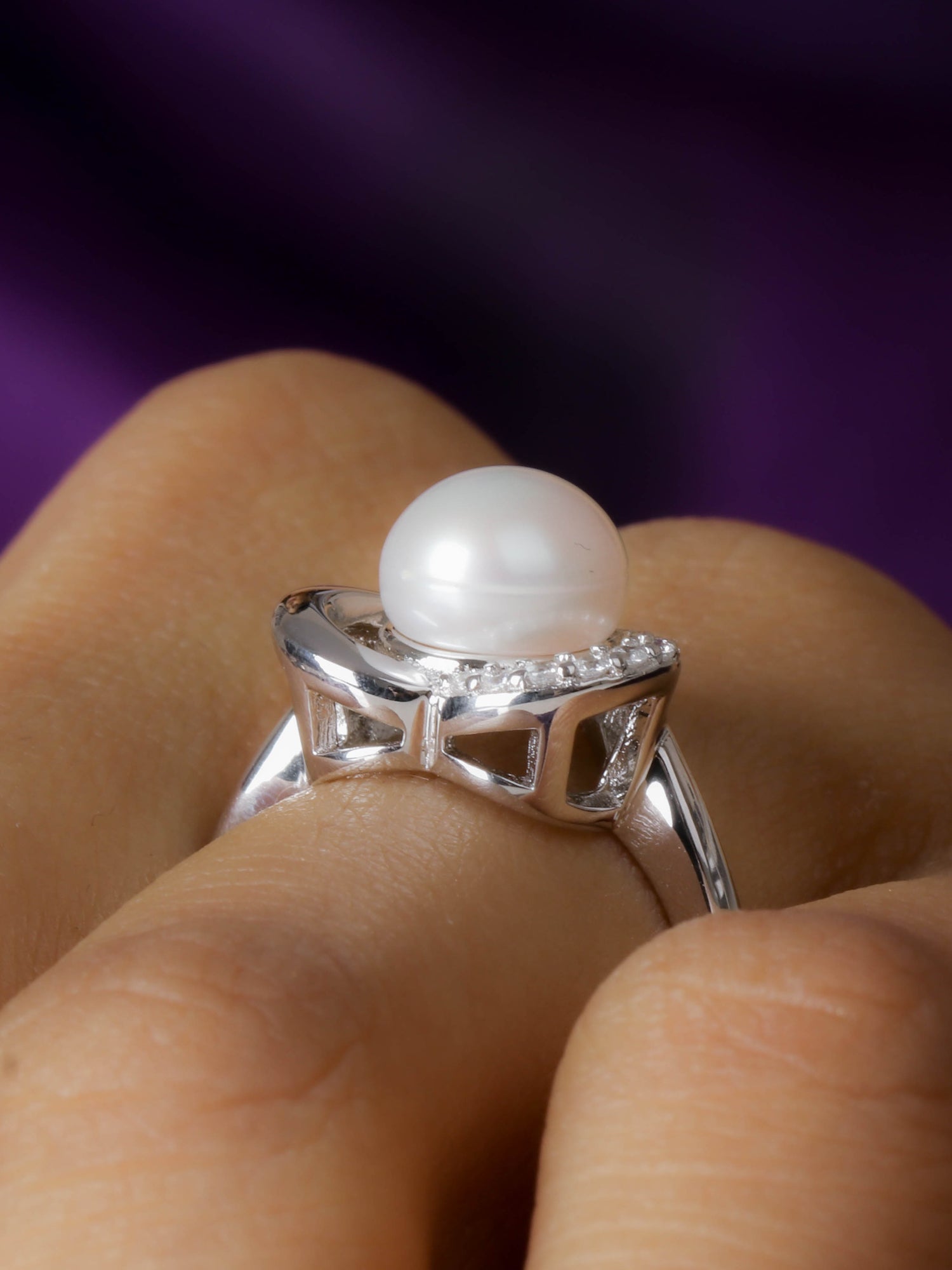 PEARL 925 SILVER HEART RING-5