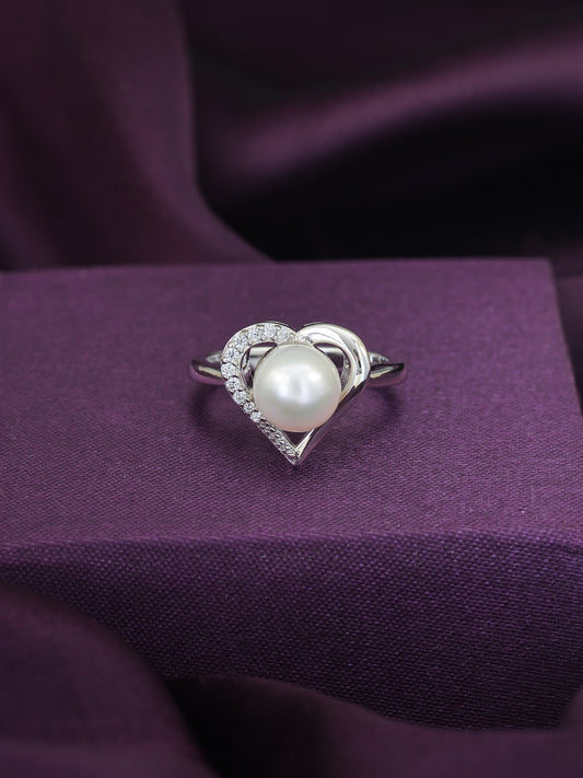 PEARL 925 SILVER HEART RING-1