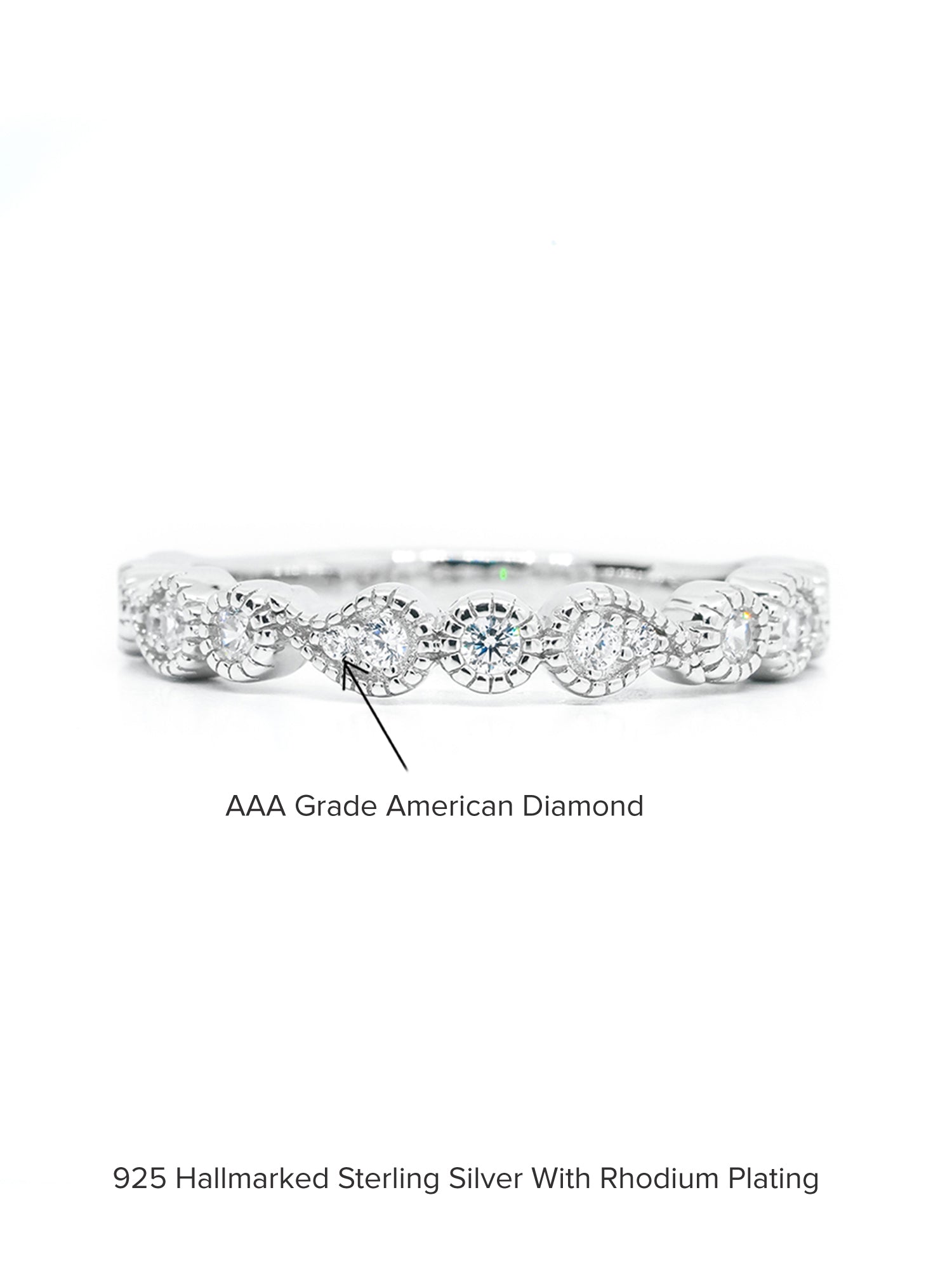 SIMPLE AMERICAN DIAMOND BAND SILVER RING-5